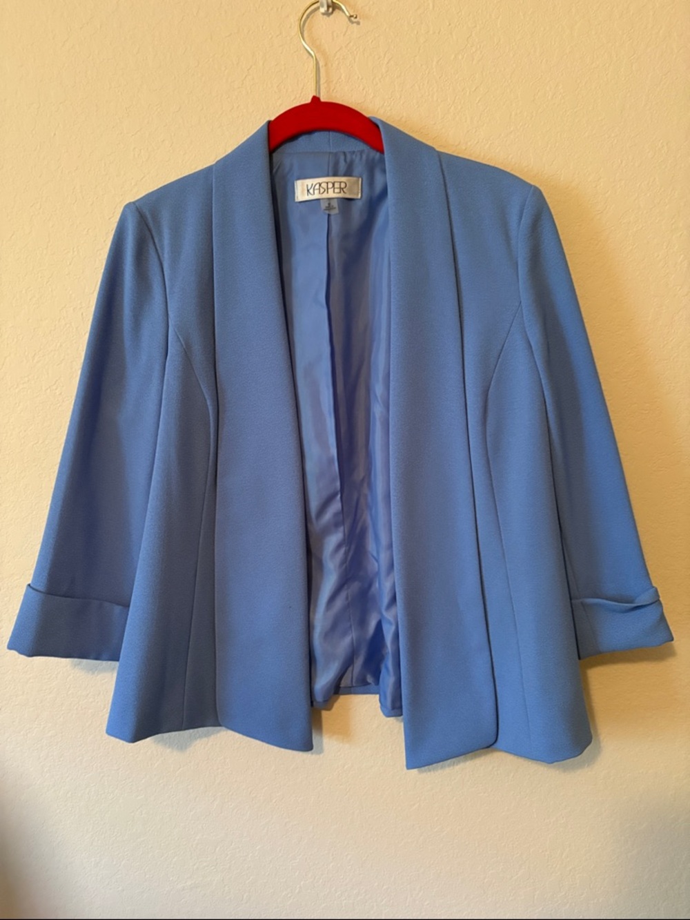 Kasper Light Blue Open-Front Blazer Jacket